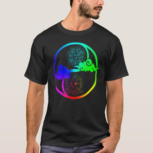 月と太陽のOmツリーの生活の仏教曼荼羅イン Tシャツ (正面)