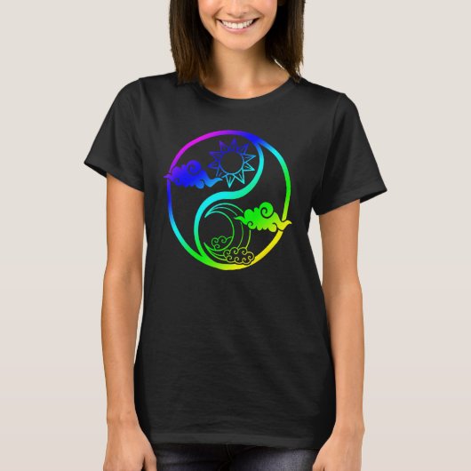 月と太陽のOmツリーの生活の仏教曼荼羅イン Tシャツ (正面)