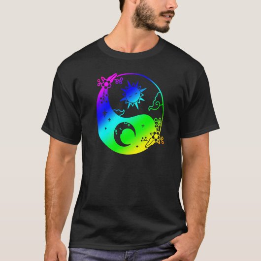 月と太陽のOmツリーの生活の仏教曼荼羅イン Tシャツ (正面)