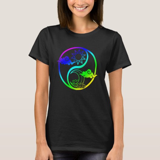 月と太陽のOmツリーの生活の仏教曼荼羅イン Tシャツ (正面)