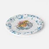 月と太陽。ヴィンテージスタイルイラストレーション。ブルー ペーパープレート (アングル)