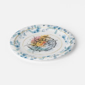 月と太陽。ヴィンテージスタイルイラストレーション。ブルー ペーパープレート (アングル)