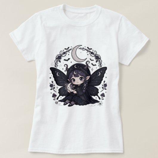月と妖精のデザインTシャツ Tシャツ (デザイン正面)