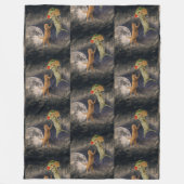 月と宇宙とのタコキャッツ フリースブランケット (正面)