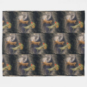 月と宇宙とのタコキャッツ フリースブランケット (正面(横))