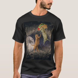 月と宇宙の男Tシャツを着たタコキャッツ Tシャツ