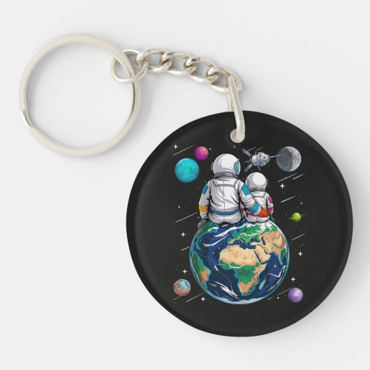 月と宇宙飛行士 キーホルダー (正面)