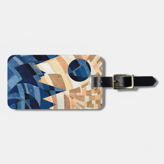 月と山のオレンジとブルー ラゲッジタグ (正面横)