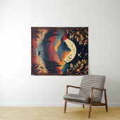 月と山のカラフル風景タペストリー タペストリー (インサイチュ(横))