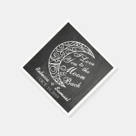 「月と後ろであなたが大好き」カスタムウェディング スタンダードカクテルナプキン (角)