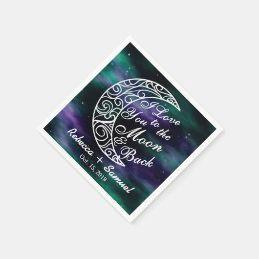 「月と後ろであなたが大好き」カスタムウェディング スタンダードカクテルナプキン (角)