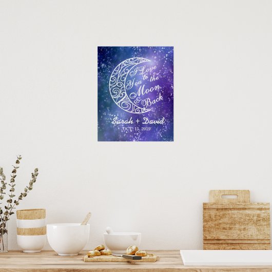 「月と後ろであなたが大好き」カスタムウェディング ポスター (キッチン)