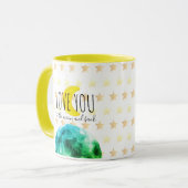 「月と後ろであなたを愛する」地球、月、星 マグカップ (正面左)
