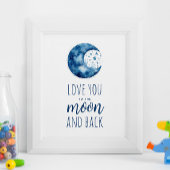 月と後ろにあなたを愛しなさい。男の赤ちゃん子供部屋 ポスター