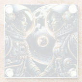 月と後ろにあなたを愛する |宇宙飛行士 ガラスコースター (裏面)