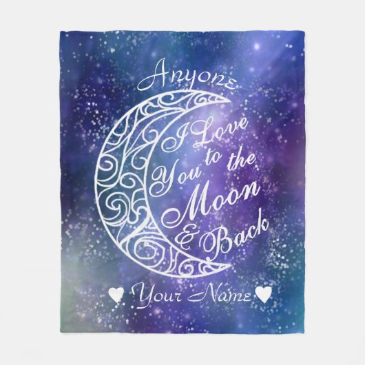 月と後ろにあなたを愛パーソナライズされたす フリースブランケット (正面)