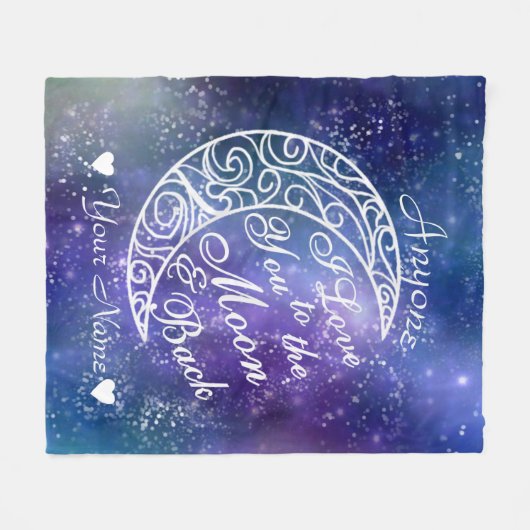 月と後ろにあなたを愛パーソナライズされたす フリースブランケット (正面(横))