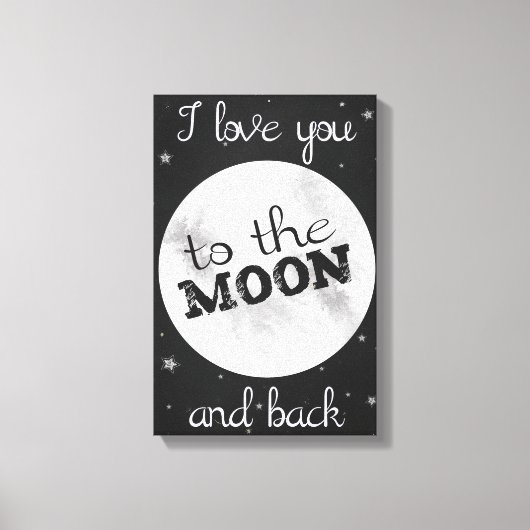 「月と後ろに愛してる」白黒 キャンバスプリント (正面)