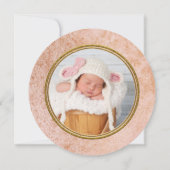 月と後ろに – ベビー生まれたばかりのガールの写真 案内状 (裏面)