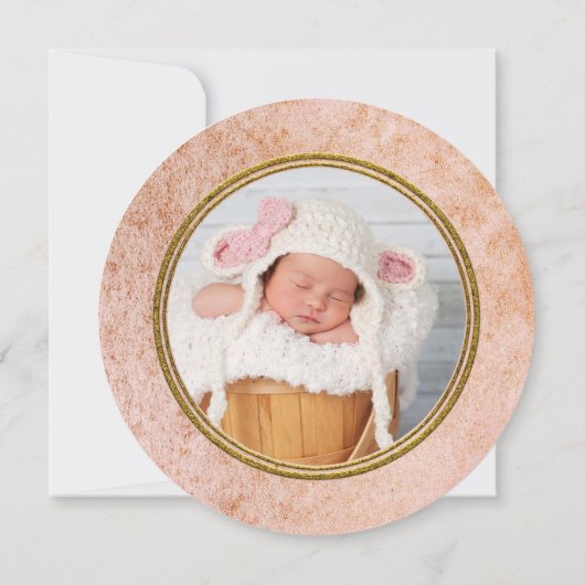 月と後ろに – ベビー生まれたばかりのガールの写真 案内状 (裏面)