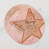 月と後ろに – ベビー生まれたばかりのガールの写真 案内状 (正面/裏面)