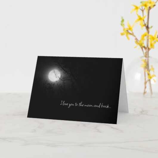 月と後ろのグリーティングカードに愛する カード (黄色い花)