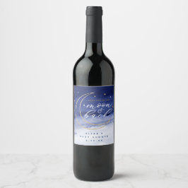 月と後ろのラベルにあなたを愛する ワインラベル