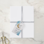 月と後ろの少年の誕生日 ギフトタグ (より糸付き)