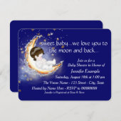 月と後ろの男の赤ちゃんシャワー 招待状 (正面/裏面)