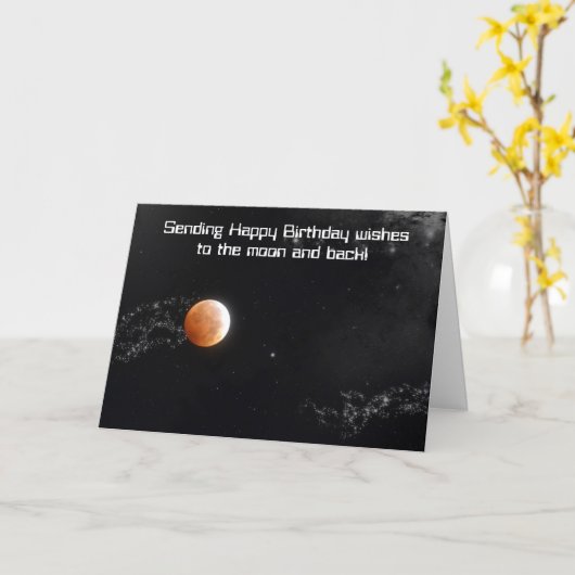 月と後ろの誕生日の願い カード (黄色い花)