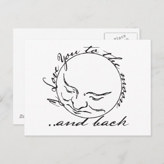 月と後ろ向きにあなたを愛する ポストカード (正面/裏面)