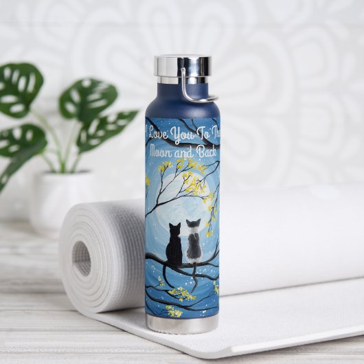月と後ろ猫に愛してる ウォーターボトル (ヨガ)