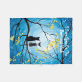 月と後ろ猫に愛してる フリースブランケット (正面(横))