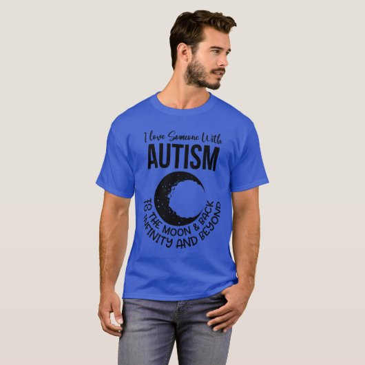 月と後ろ髪に自閉症の人が大好き Tシャツ (正面フル)