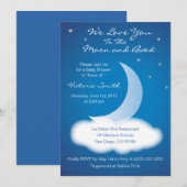 『月と愛をあなたに』ベイビーシャワー - ブルー 招待状 (正面/裏面)