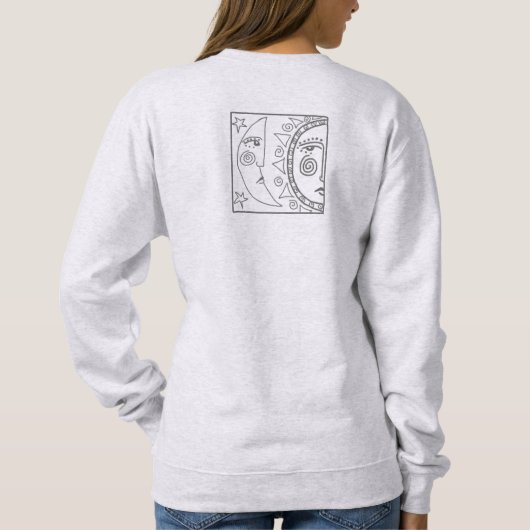 月と日の抽象芸術ウェアラブルアート スウェットシャツ (裏面)