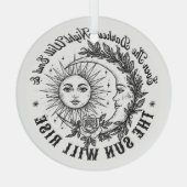 月と日の顔ラインアートTシャツ – Sevanial Ske ガラスオーナメント (裏面)