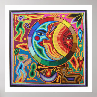 月と日メキシコフォーク芸術 ポスター