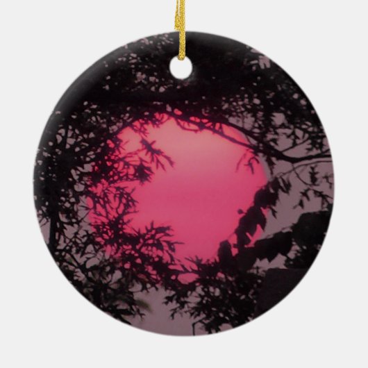 月と日没の両面クリスマス セラミックオーナメント (裏面)