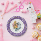 月と日。ヴィンテージスタイルイラストレーション。バイオレット ペーパープレート (パーティー)