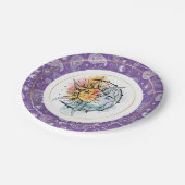 月と日。ヴィンテージスタイルイラストレーション。バイオレット ペーパープレート (アングル)
