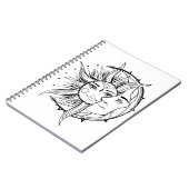 月と日。ヴィンテージスタイルタトゥーイラストレーション ノートブック (左側)