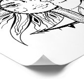 月と日。ヴィンテージスタイルタトゥーイラストレーション ポスター (角)