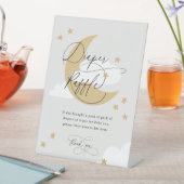 月と星おむつラッフルサイングレー金ゴールド 台座サイン (インサイチュ)