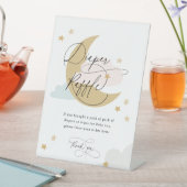 月と星おむつラッフルサインピンクブルー金ゴールド 台座サイン (インサイチュ)