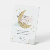 月と星おむつラッフルサインピンクブルー金ゴールド 台座サイン (正面)