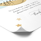 月と星おむつラッフルサインブルーベビーシャワー ポスター (角)