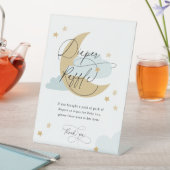 月と星おむつラッフルサインブルーベビーシャワー 台座サイン (インサイチュ)