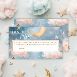 月と星おむつラッフルベビーシャワー エンクロージャーカード