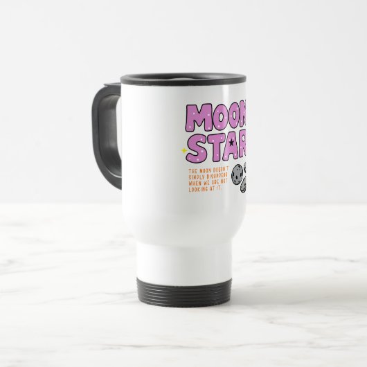 月と星かわいい漫画の美学 – 宇宙 トラベルマグ (正面左)